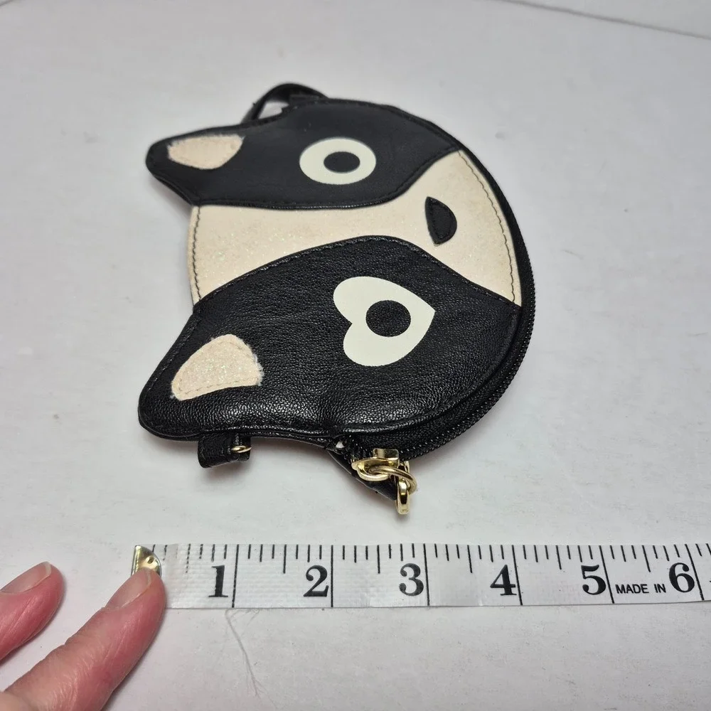 Betsey Johnson Black White Dog Puppy Sparkle Coin Purse Wristlet 4